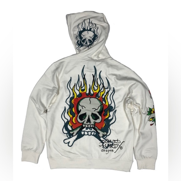 Flame Skull Mens Zip Up Hoodie
Color: Ivory - Picture 2 of 2